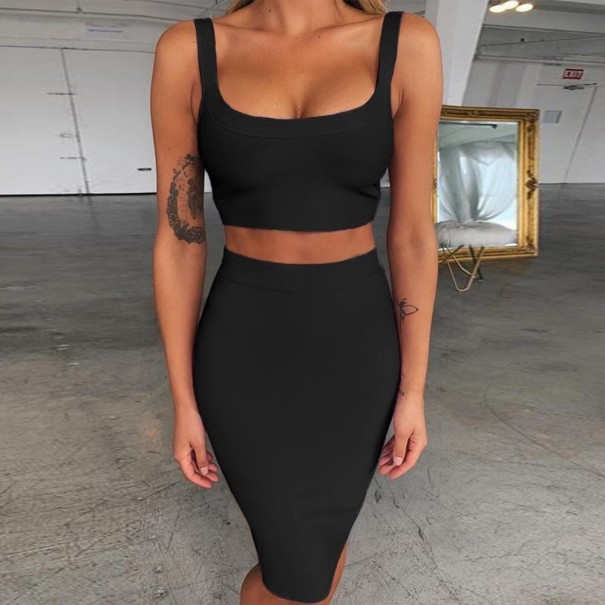 Rochie bodycon din două piese negru XL