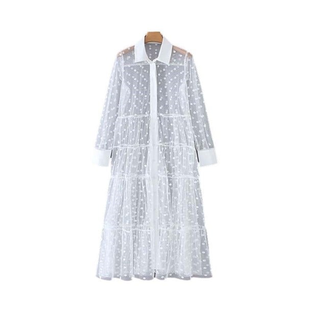 Rochie cămașă translucidă alb M
