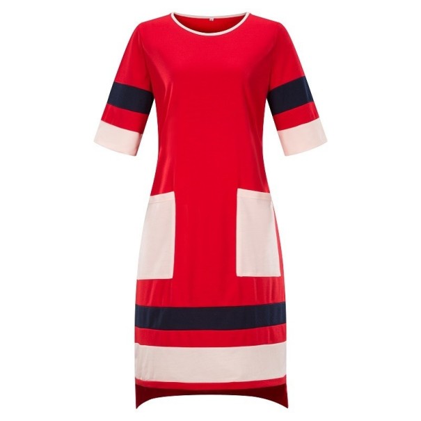 Rochie colorată cu buzunare roșu 3XL