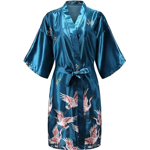 Rochie de baie cu motiv de păsări turcoaz M