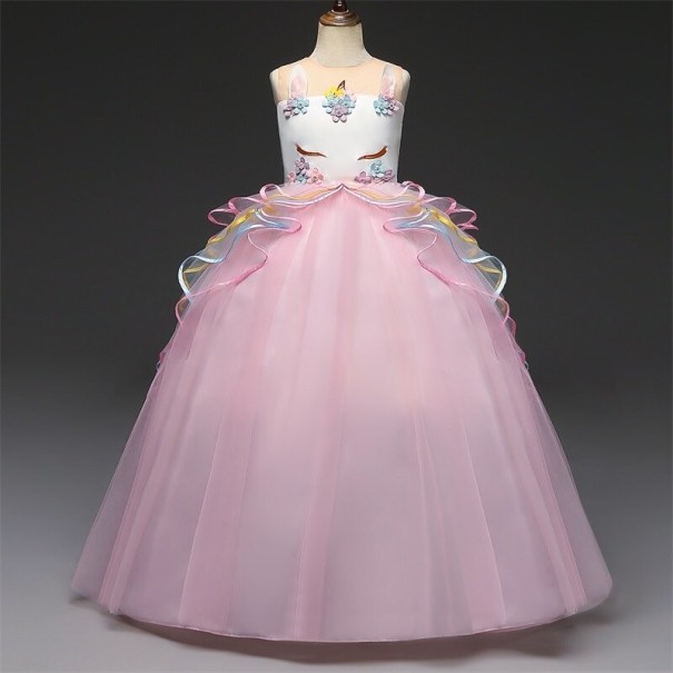 Rochie de bal de fată N128 roz deschis 14