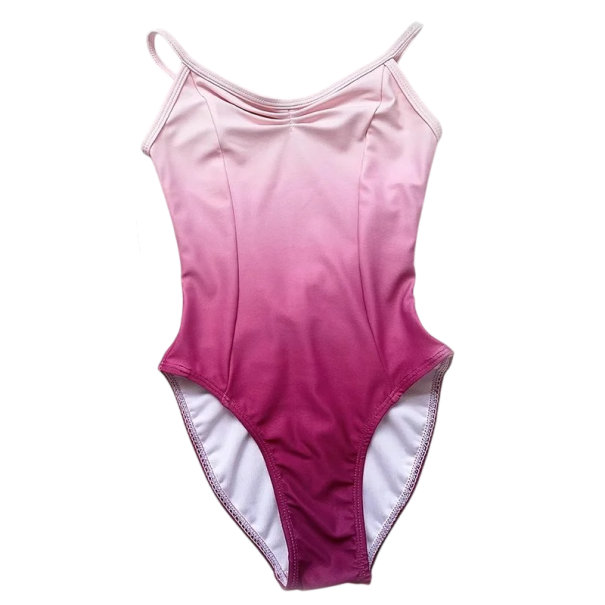 Rochie de balet pentru fete cu bretele subțiri și tranziție de culoare ombré, tricot de dans din nylon, pentru balet, gimnastică și cursuri de dans burgundy 16