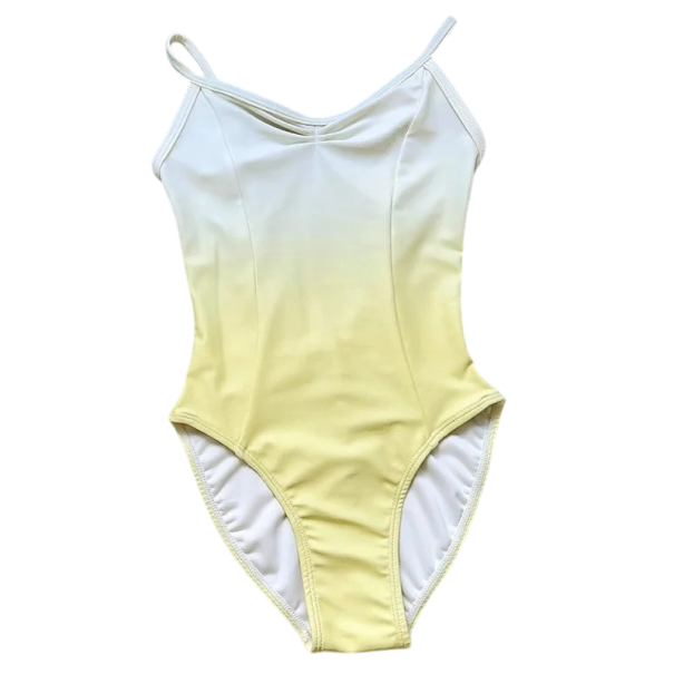 Rochie de balet pentru fete cu bretele subțiri și tranziție de culoare ombré, tricot de dans din nylon, pentru balet, gimnastică și cursuri de dans galben 16