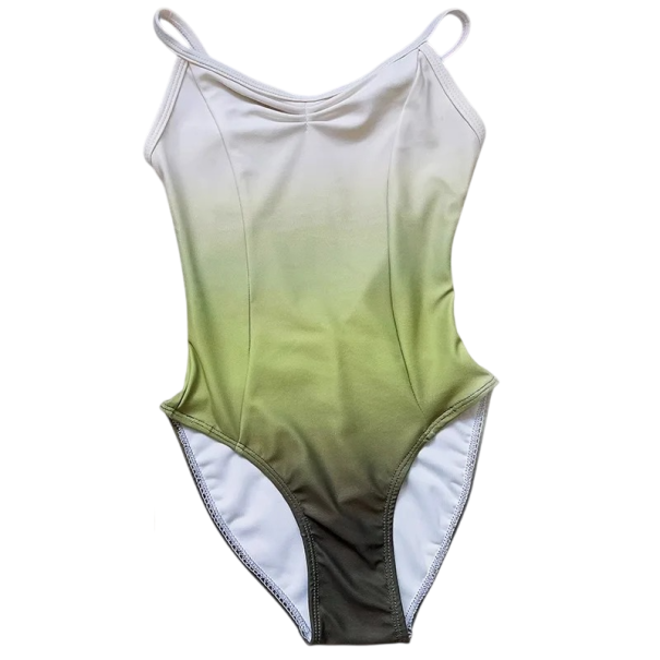 Rochie de balet pentru fete cu bretele subțiri și tranziție de culoare ombré, tricot de dans din nylon, pentru balet, gimnastică și cursuri de dans verde inchis 16