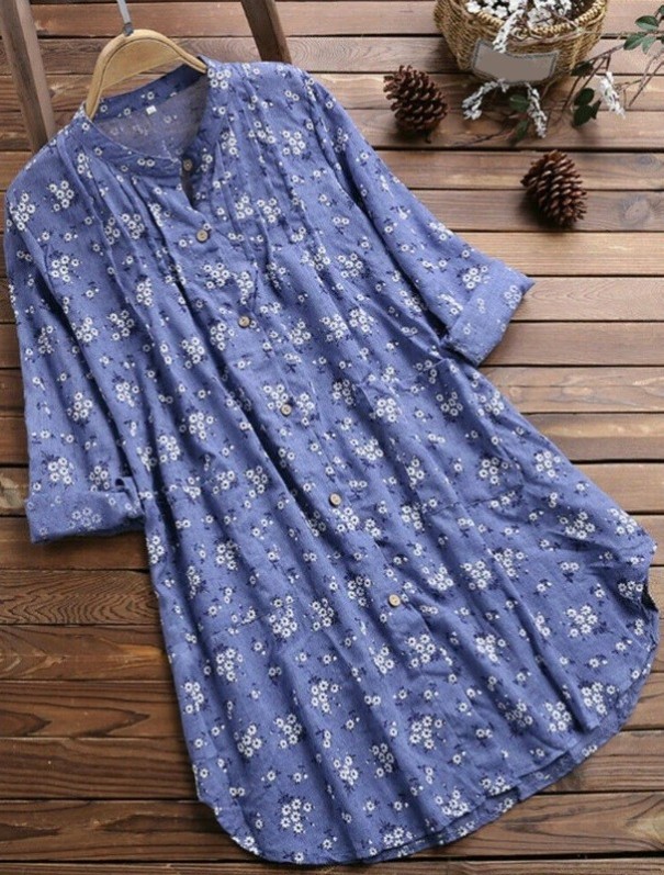 Rochie de cămașă pentru femei P691 albastru M