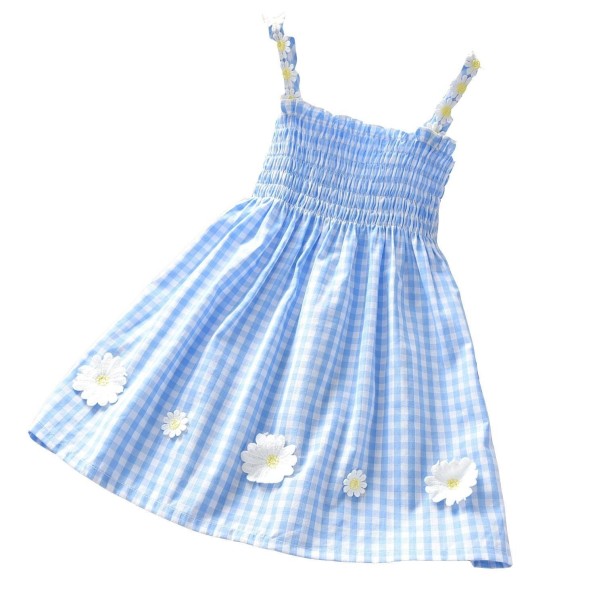 Rochie de carouri pentru fete N87 albastru deschis 5