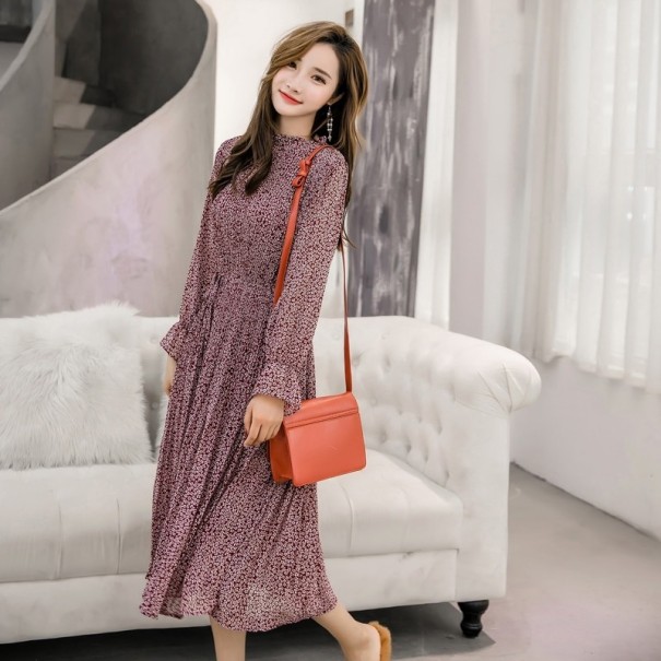 Rochie de damă cu guler stand-up burgundy L