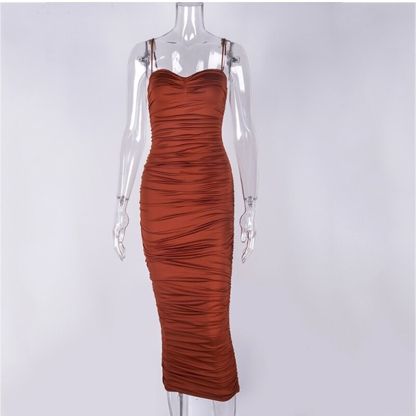 Rochie de damă cu pliuri maro S