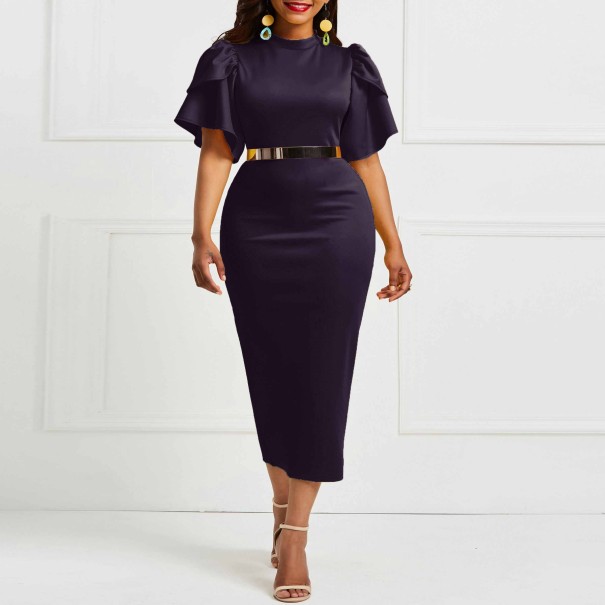 Rochie de damă cu volane A2807 violet închis M