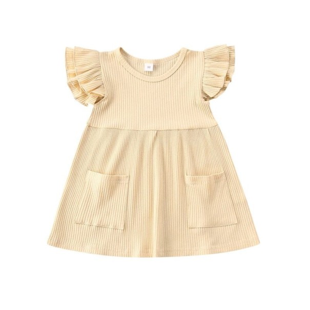 Rochie de fată cu buzunare galben 12-18 luni