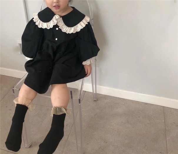 Rochie de fată cu mâneci lungi N118 negru 6