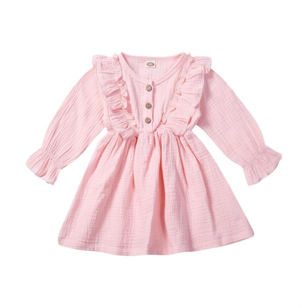 Rochie de fată cu mâneci lungi N94 roz 2