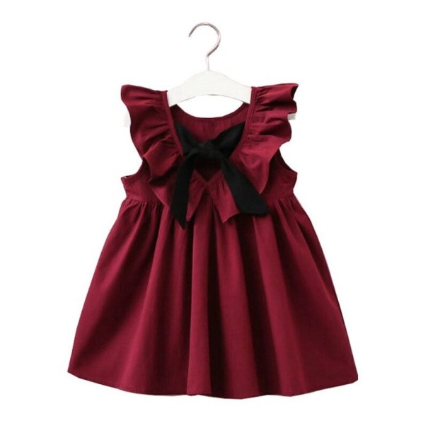 Rochie de fată cu panglică burgundia 6