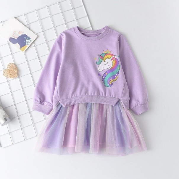 Rochie de fată cu unicorn violet deschis 3