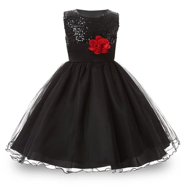 Rochie de fata luxoasa cu floare J3238 negru 4