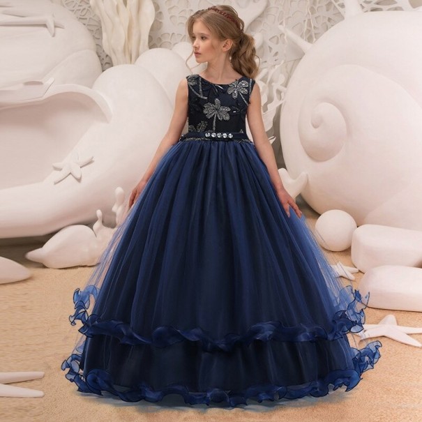 Rochie de fată N207 albastru inchis 12