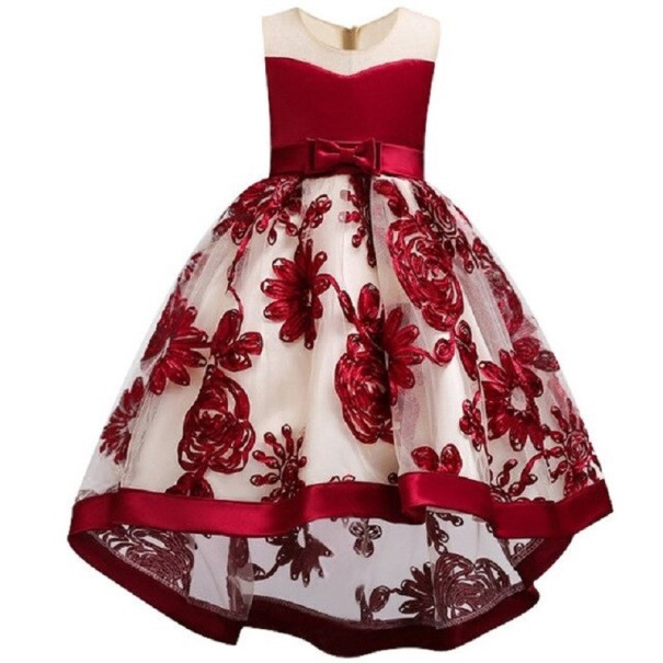 Rochie de fată N276 roșu închis 4