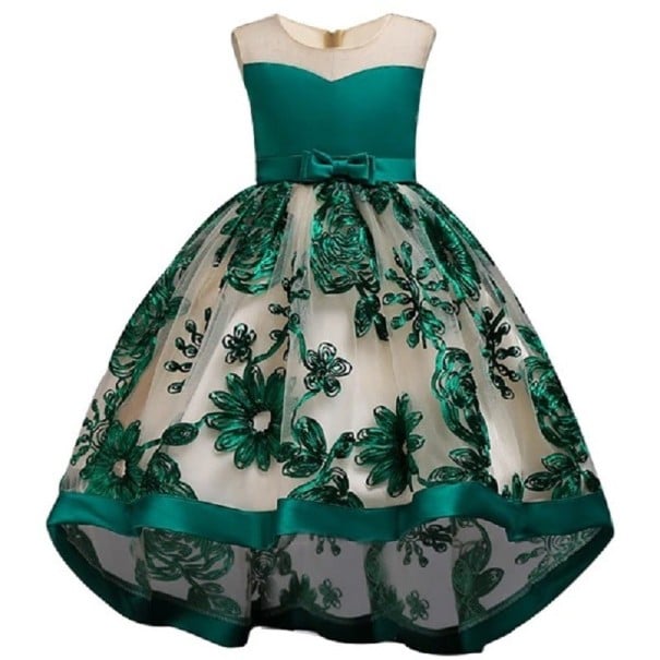 Rochie de fată N276 verde inchis 6