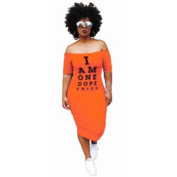 Rochie de femeie cu umerii goi portocale XXL