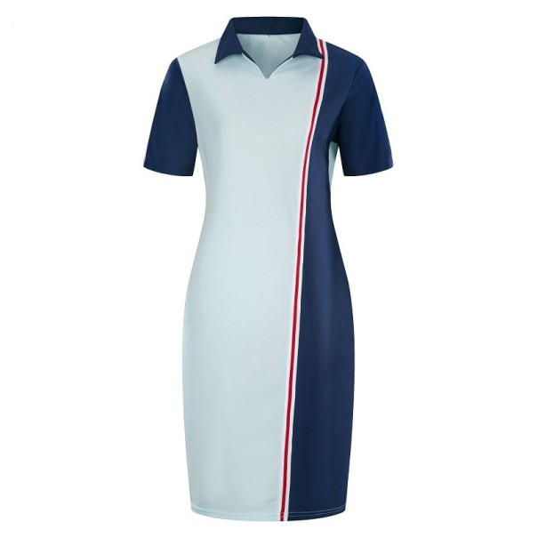 Rochie de marime plus cu guler albastru deschis XL