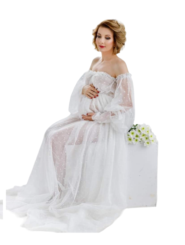 Rochie de maternitate pentru sedinta foto N927 alb L