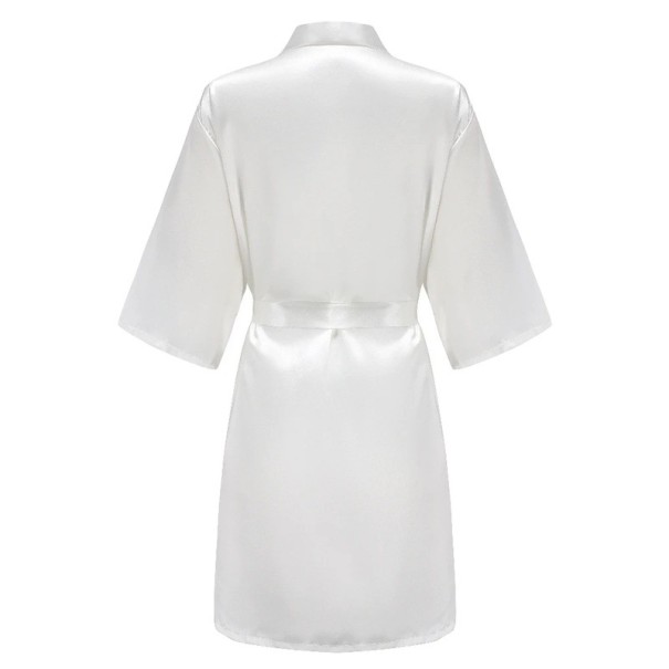 Rochie de noapte din mătase artificială Rochie elegantă ușoară cu legare în talie Cordon în talie Îmbrăcăminte de casă delicată alb XS