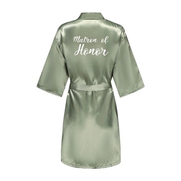 Rochie de noapte verde din mătase artificială Elegantă rochie de noapte ușoară cu legare și inscripția MATRON OF HONOR Îmbrăcăminte stilată pentru domnița de onoare 3XL
