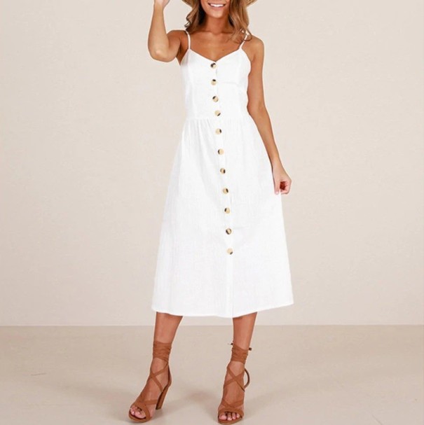 Rochie de o singură culoare pentru femei pe umerașe alb XL