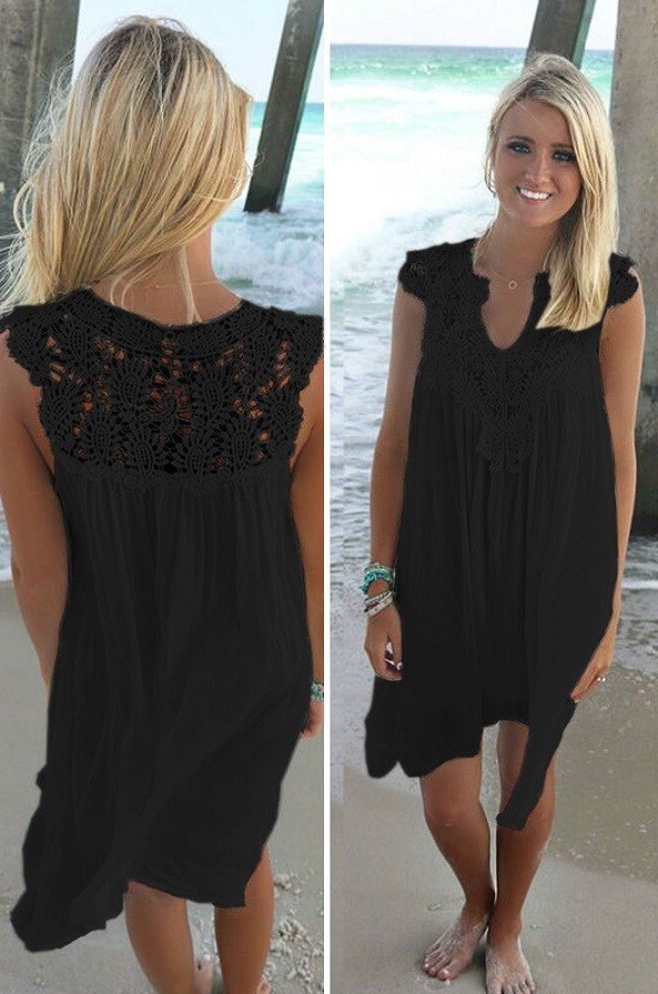 Rochie de plaja de vara negru L