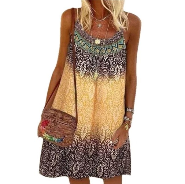Rochie de plajă pentru femei P937 galben XL