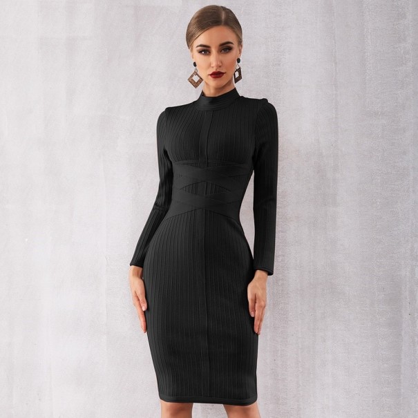 Rochie de seară cu mâneci lungi negru M