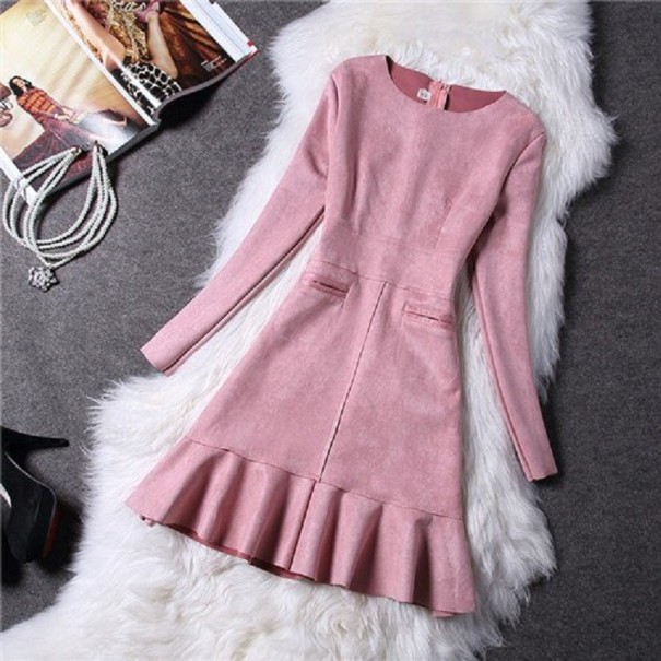 Rochie de toamnă pentru femei A2800 roz XL