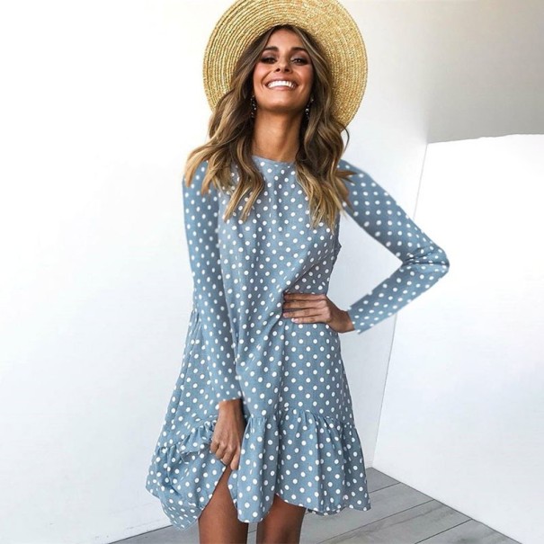 Rochie de toamnă pentru femei cu buline albastru L