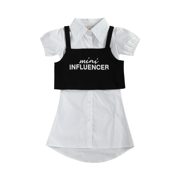 Rochie de tricou pentru fete și top L1502 negru 4