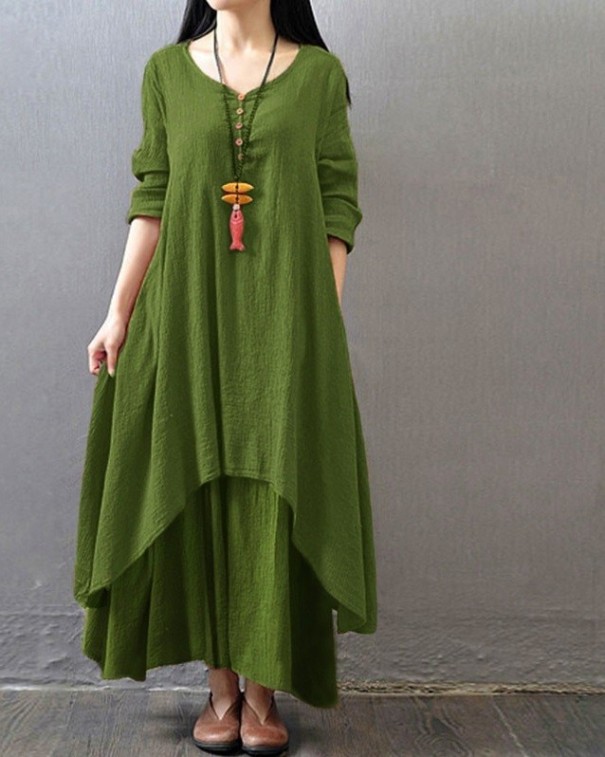 Rochie de tunică pentru femei verde armată 5XL