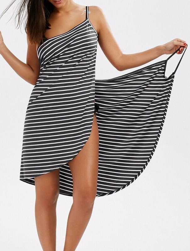 Rochie de vară cu dungi de damă P1174 negru XL