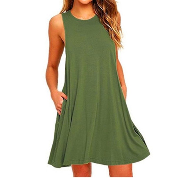 Rochie de vară fără mâneci verde armată L