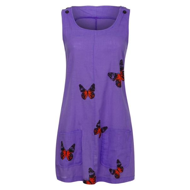 Rochie de vară pentru femei cu fluturi violet 4XL