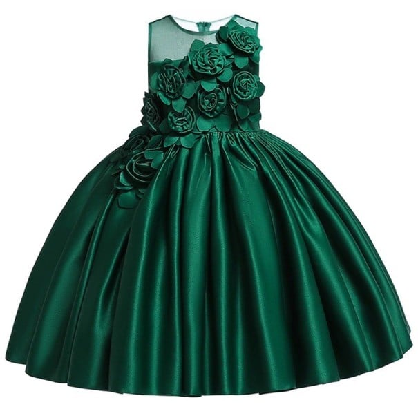 Rochie fetita N513 verde inchis 4