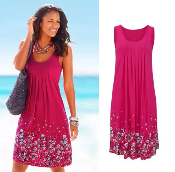 Rochie florală pentru femei roz închis XS