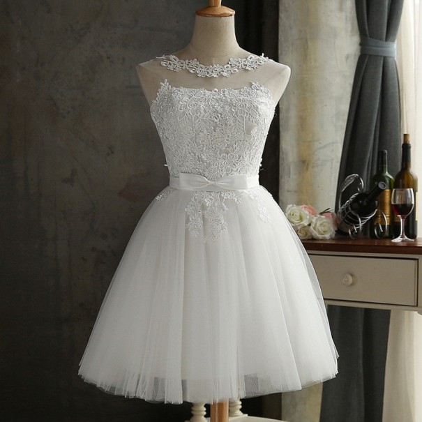 Rochie formală din dantelă alb L