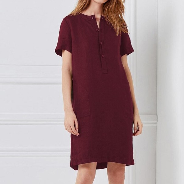 Rochie lejeră cu mâneci scurte burgundy XXL