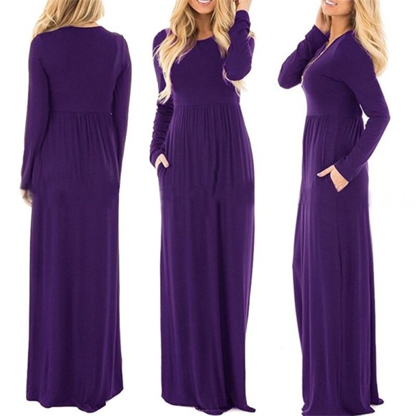 Rochie lungă cu mâneci violet XL