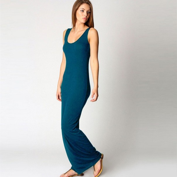 Rochie lungă de damă A2492 turcoaz M