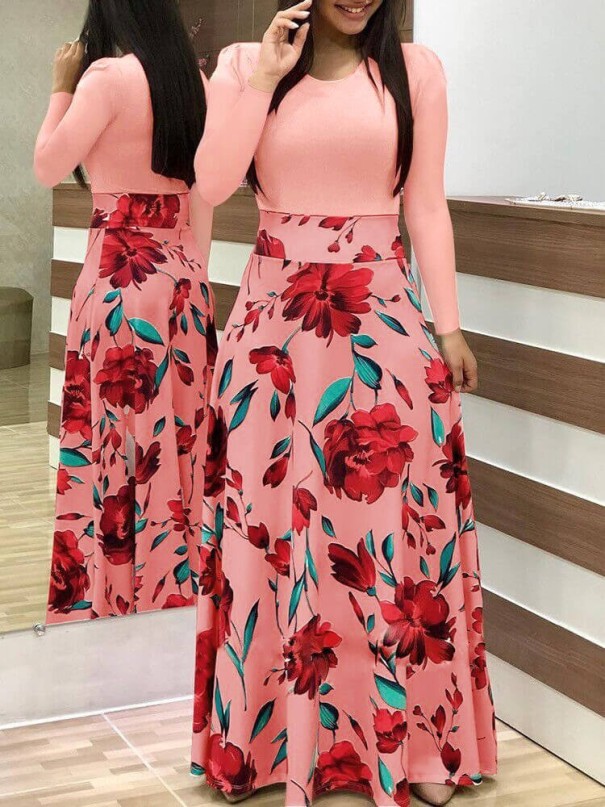 Rochie lungă de damă cu fustă colorată XXL 1