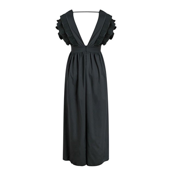 Rochie lungă de seară cu volane negru M