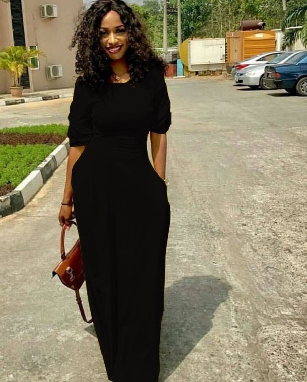 Rochie lungă de toamnă negru M