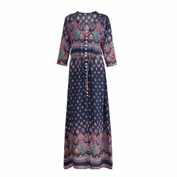 Rochie lungă pentru femei cu model albastru inchis L