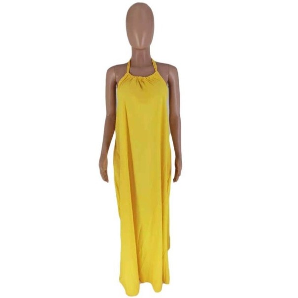 Rochie maxi de vară pentru femei P1006 galben S