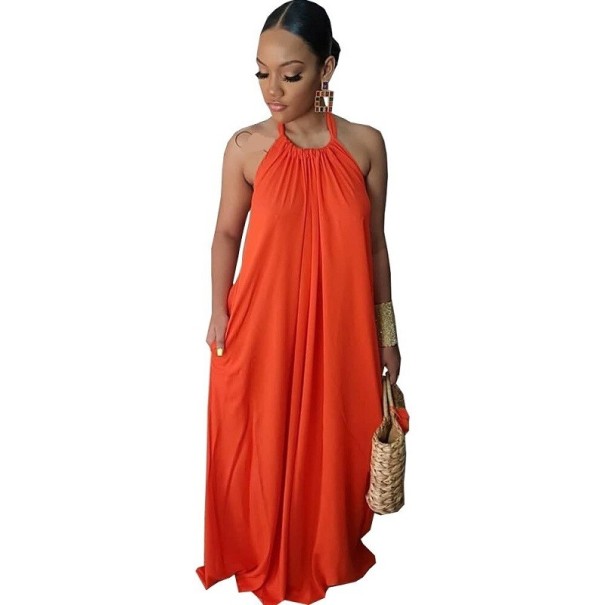 Rochie maxi de vară pentru femei P1006 portocale M
